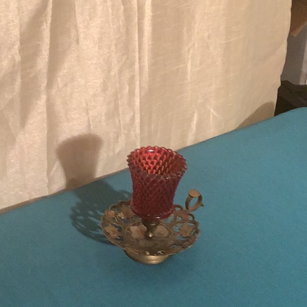 Elegant Red Glass Candle Holder
